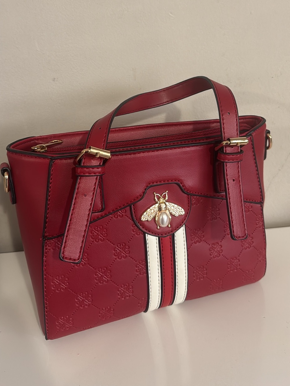 Diophy Vegan Leather Signature Bee Satchel / Shoulder Bag